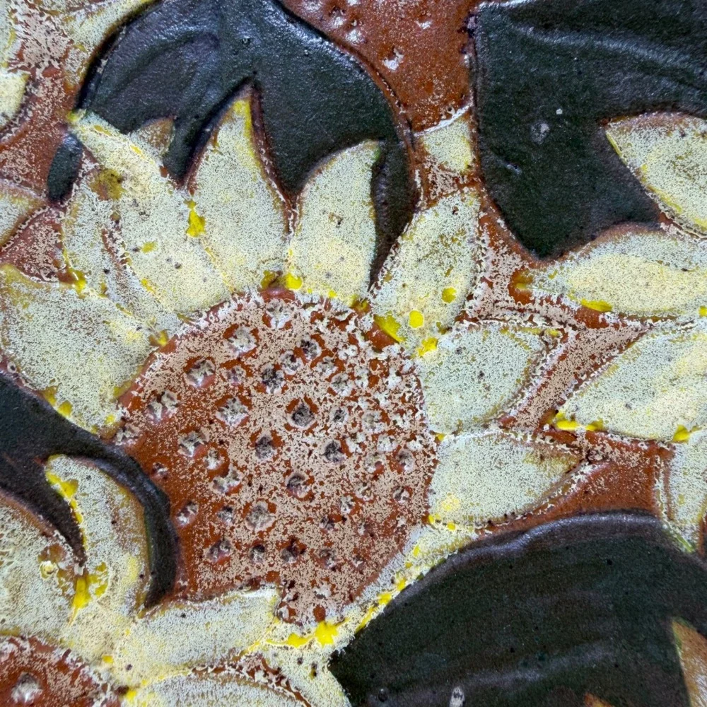 Eclectic Signed Studio Pottery Terracotta‎ Sunflower Bowl Planter Rustic **